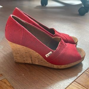 Tom’s cork wedge heels